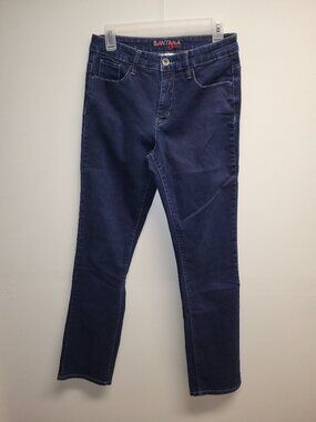 Santana Women’s Straight Leg Jeans Size 10x32 Dark Blue Stretch Denim